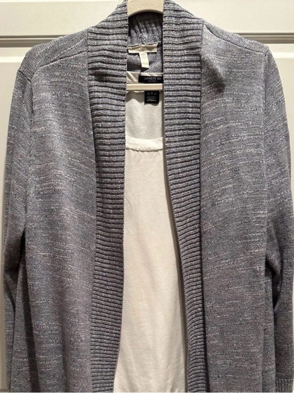 XL Eileen Fisher Heather Gray Open-Front Shawl-Collar Cardigan